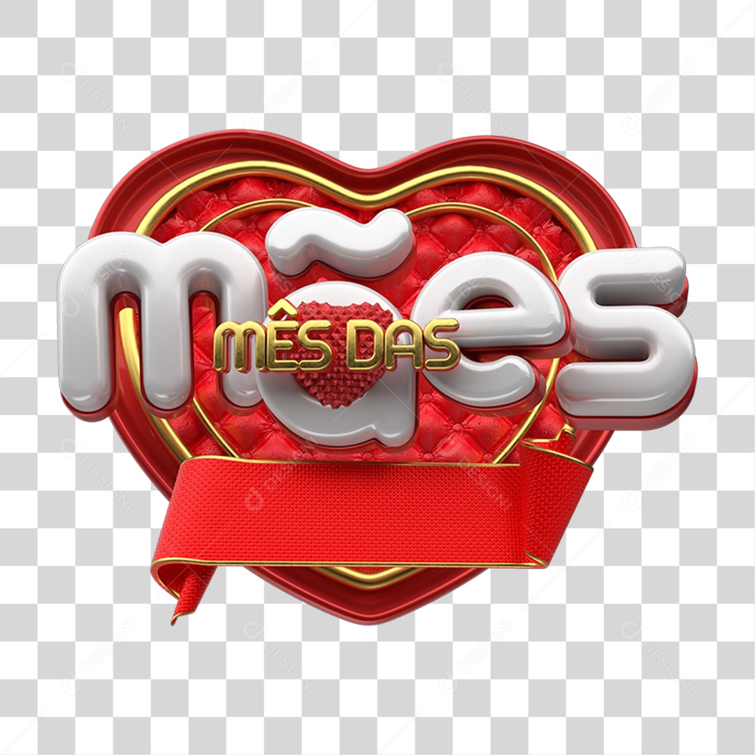 Selo 3D Mês das Mães PNG Transparente