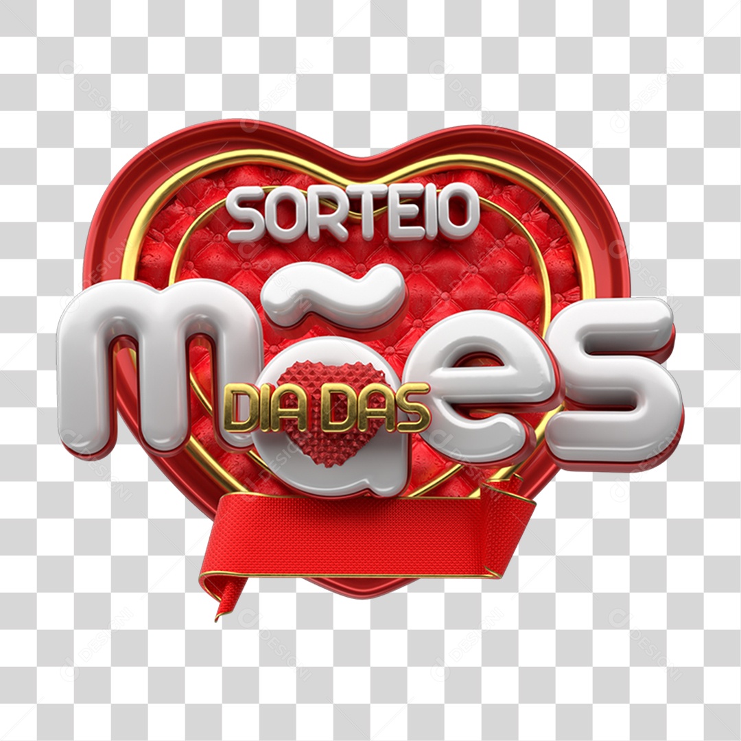 Selo 3D Sorteio dia das Mães PNG Transparente