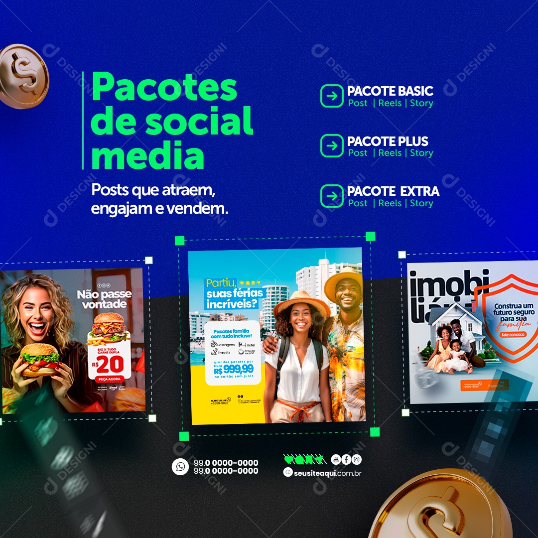 Posts que Atraem Engajam e Vendem Social Media PSD Editável