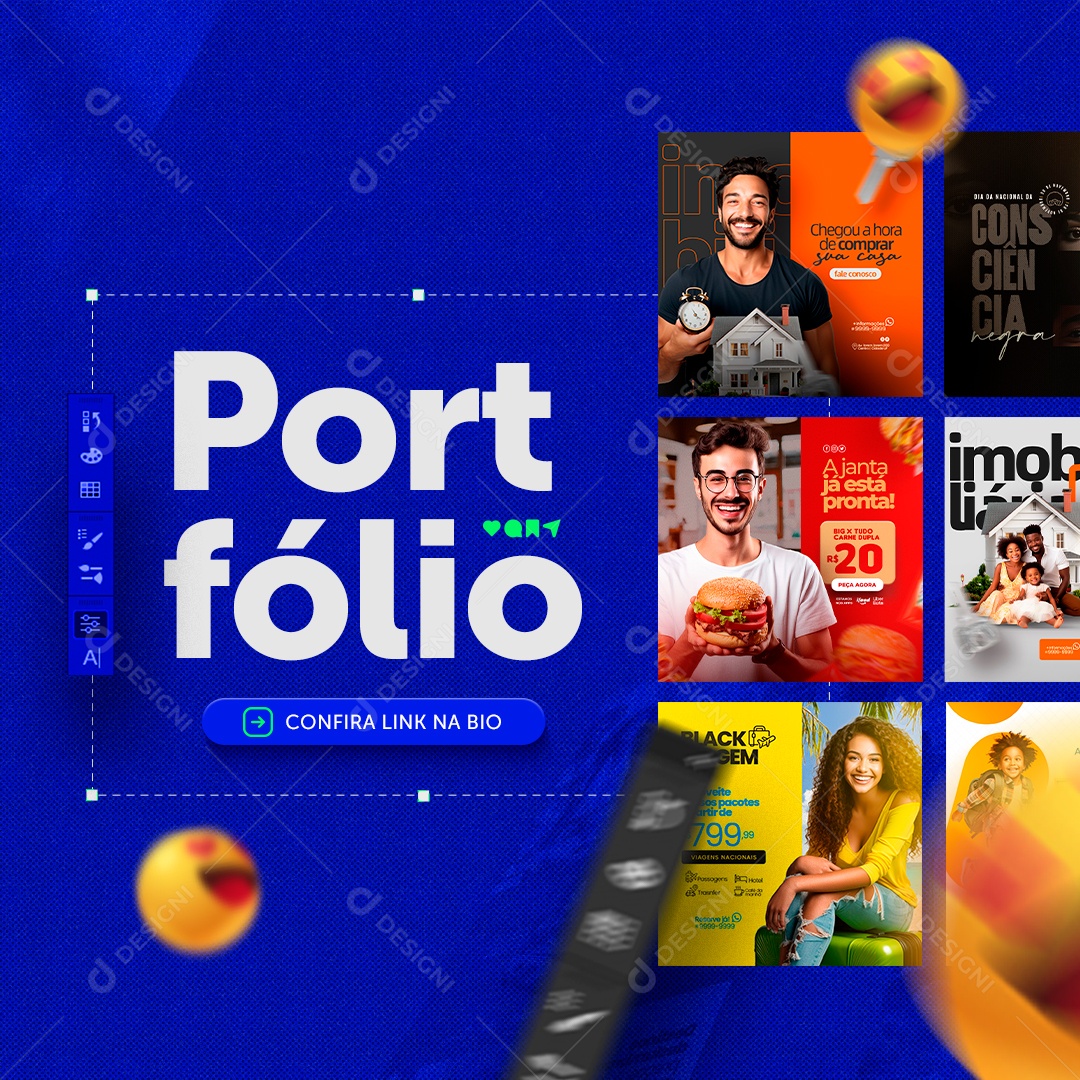 Portfólio Confira Link na Bio Social Media PSD Editável