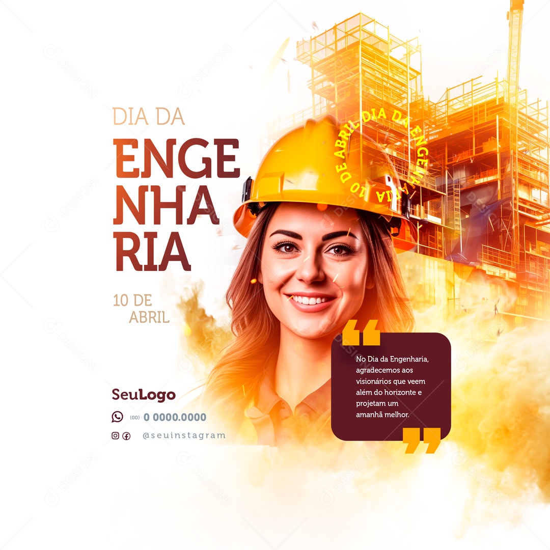 Dia da Engenharia 10 de Abril Agradecemos aos Visionários que Veem Além Social Media PSD Editável