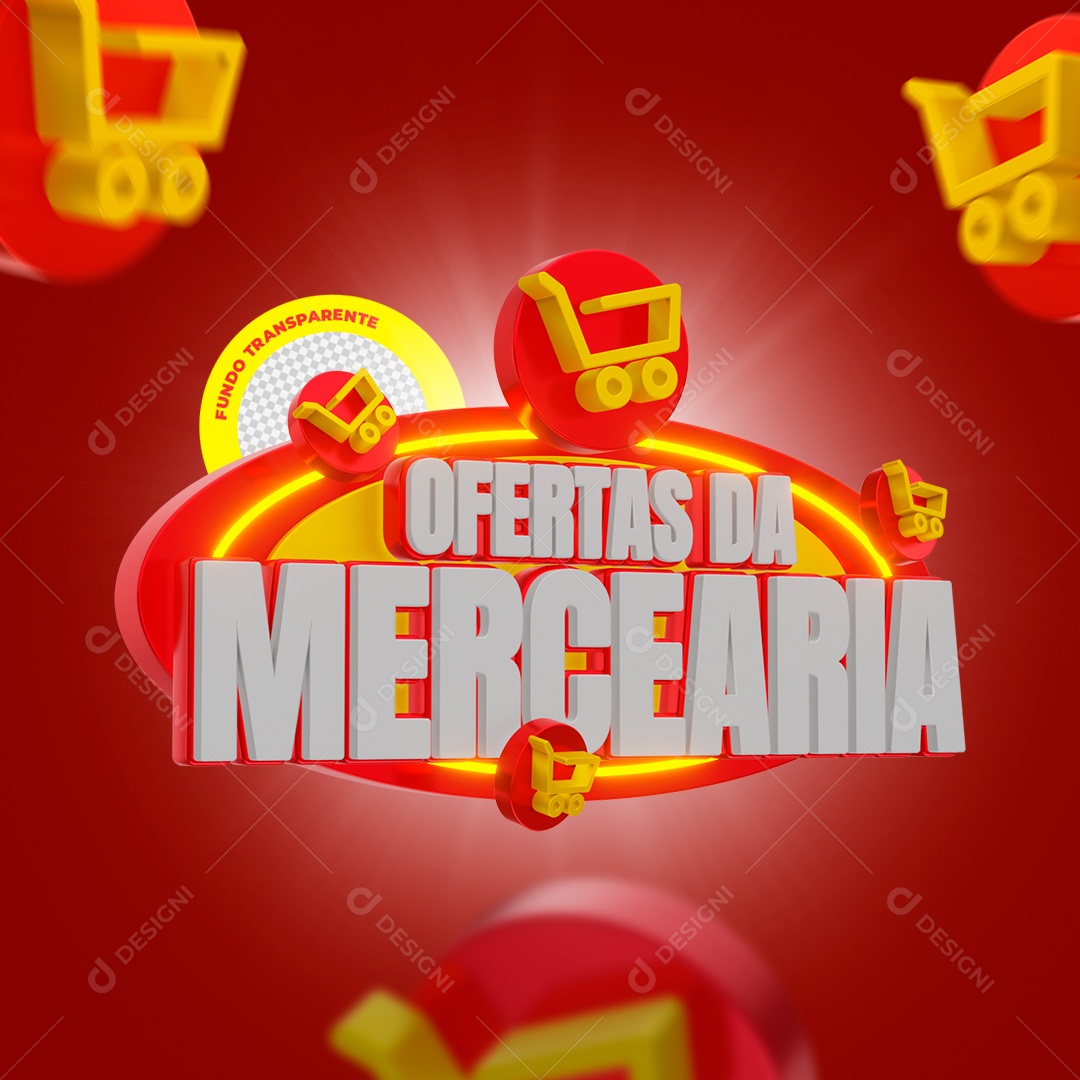 Oferta da Mercearia Selo 3D Para Composição PSD
