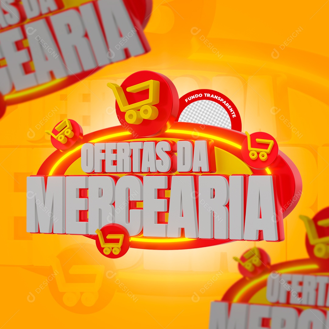 Oferta da Mercearia Selo 3D Para Composição PSD