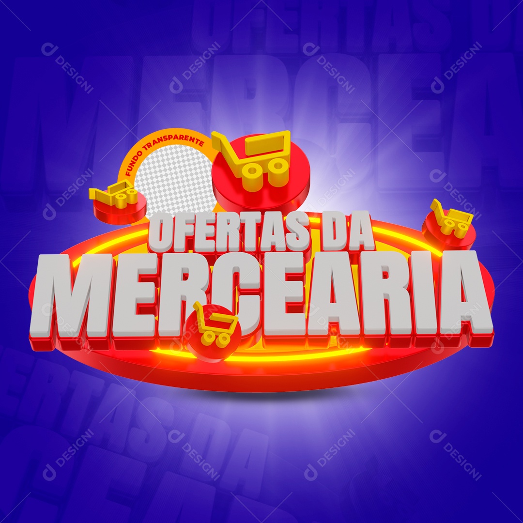 Oferta da Mercearia Selo 3D Para Composição PSD