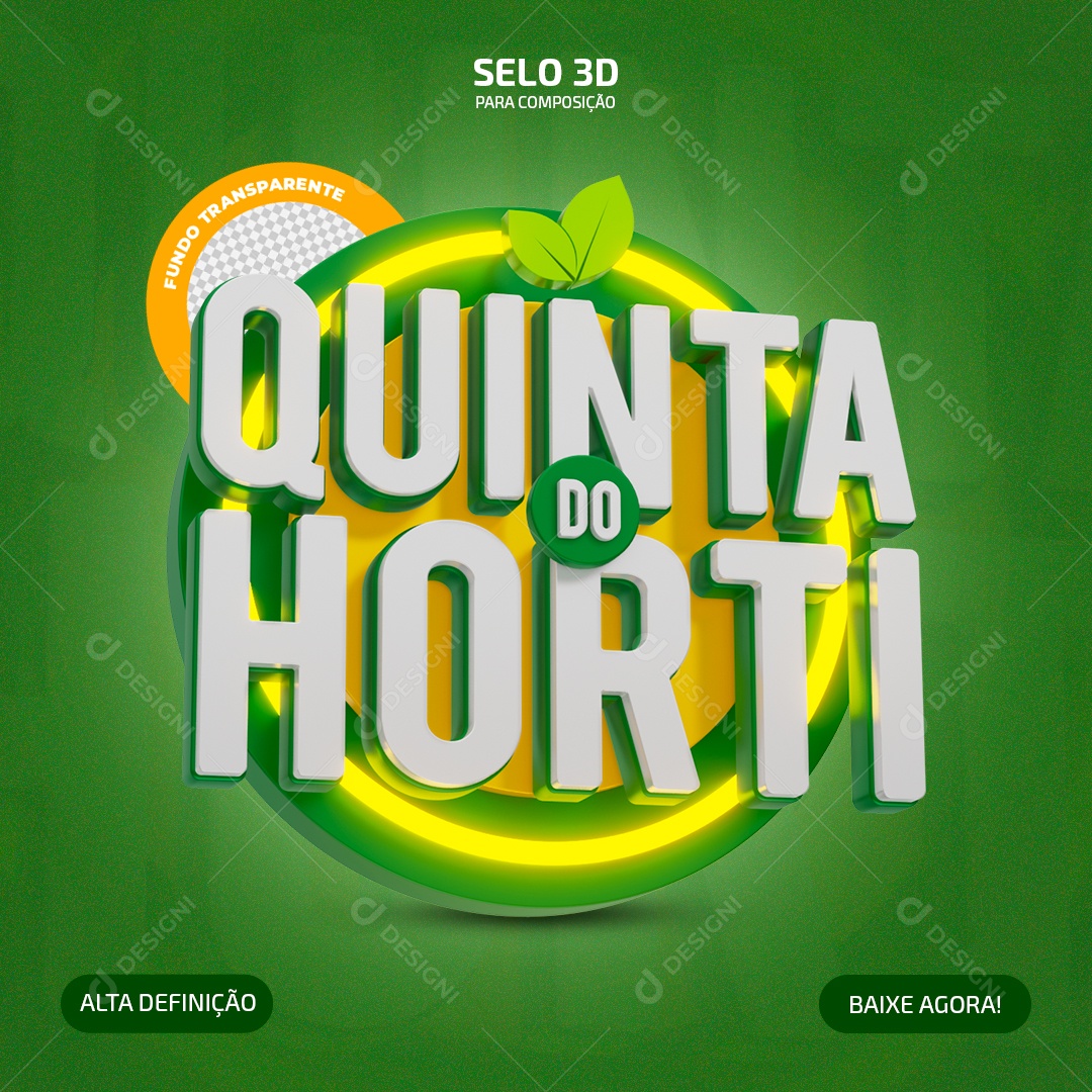 Quinta do Horti Selo 3D Branco Verde para Composição PSD