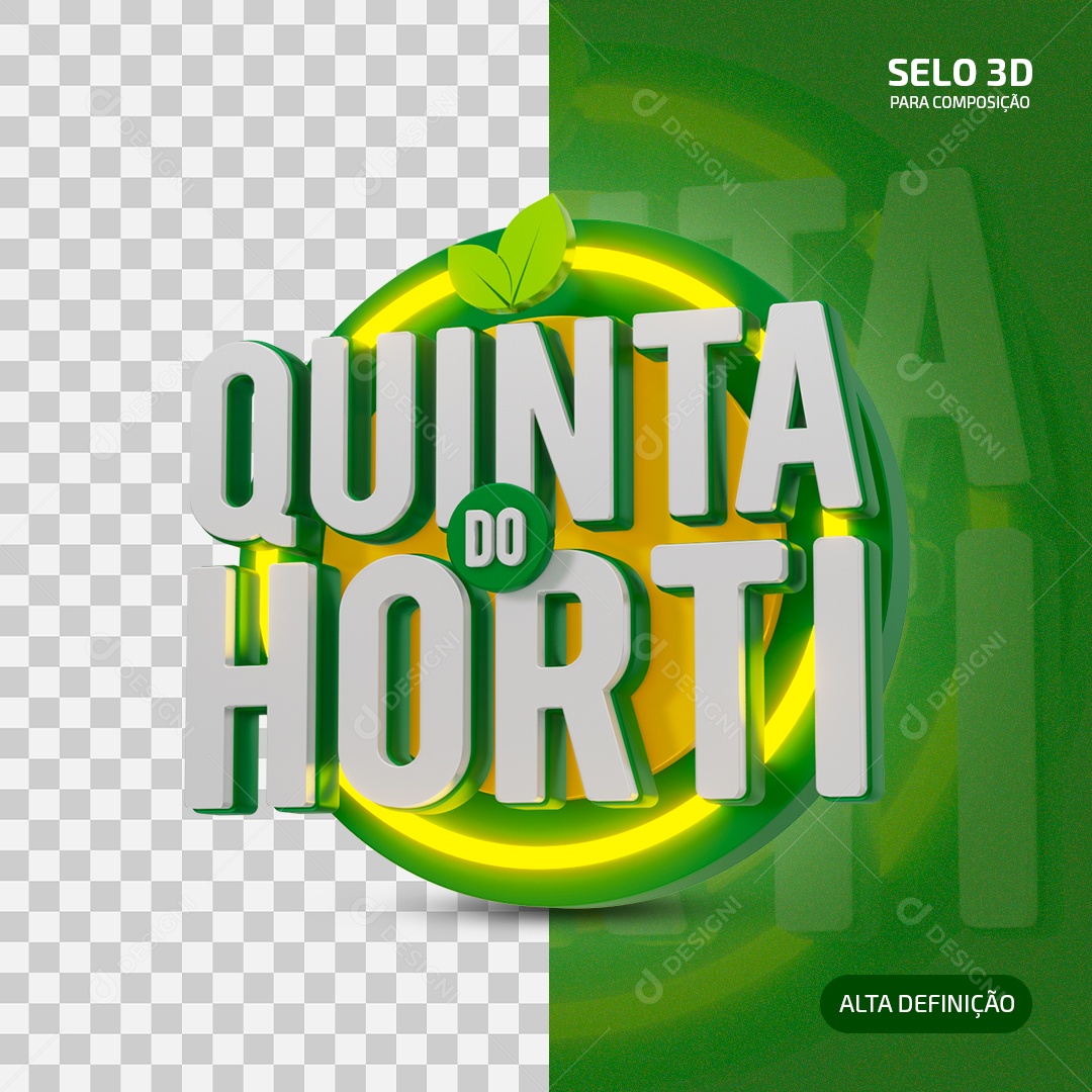Quinta do Horti Selo 3D Branco Verde para Composição PSD