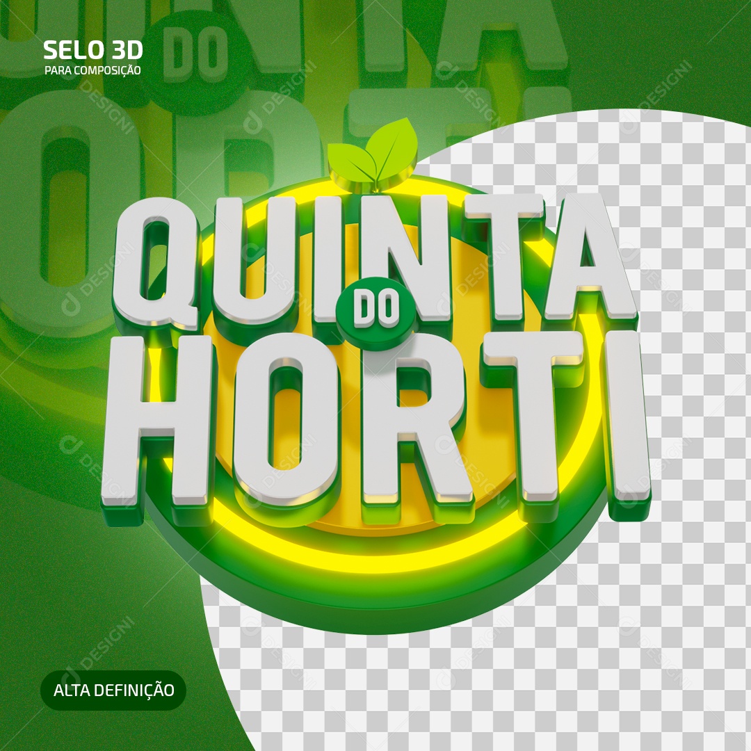 Quinta do Horti Selo 3D Branco Verde para Composição PSD
