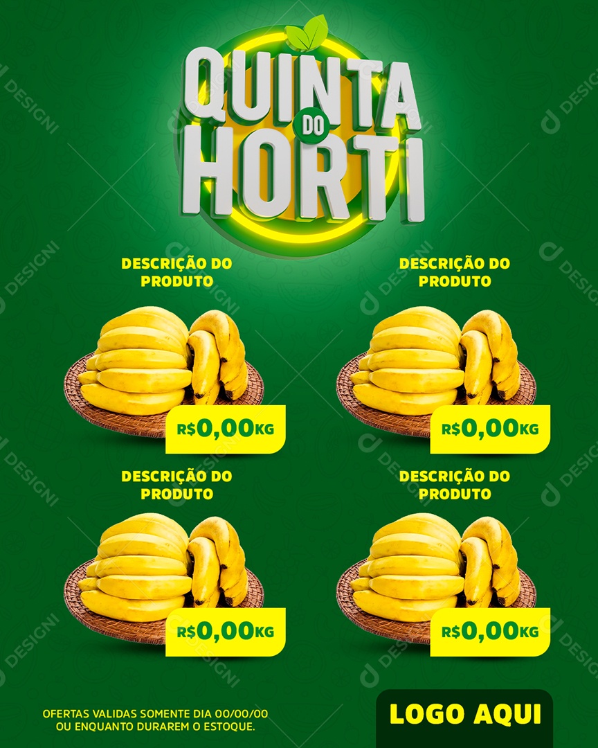 Quinta do Horti Ofertas Banana Social Media PSD Editável