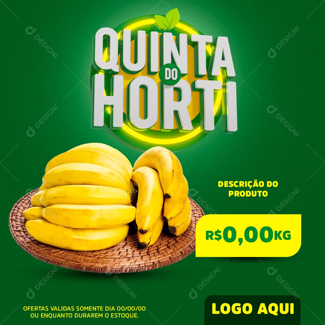Quinta do Horti Ofertas Banana Social Media PSD Editável