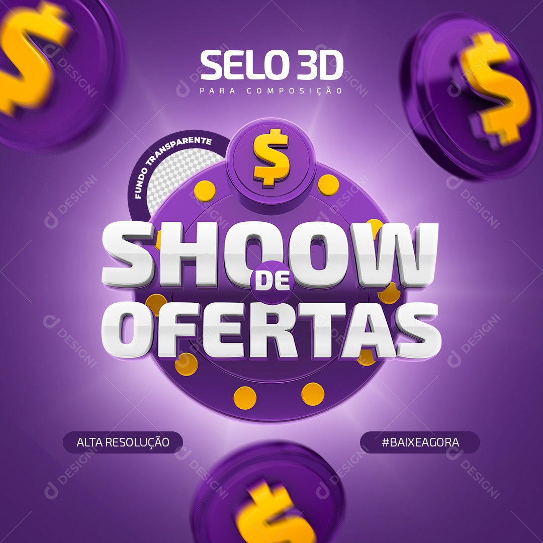 Shoow de Ofertas Selo 3D Para Composição PSD