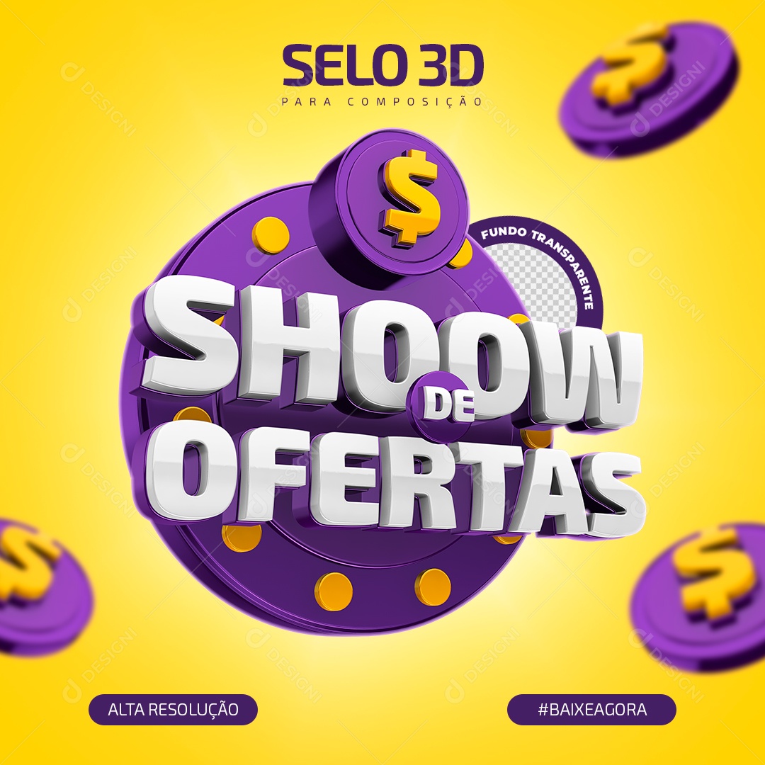 Shoow de Ofertas Selo 3D Para Composição PSD