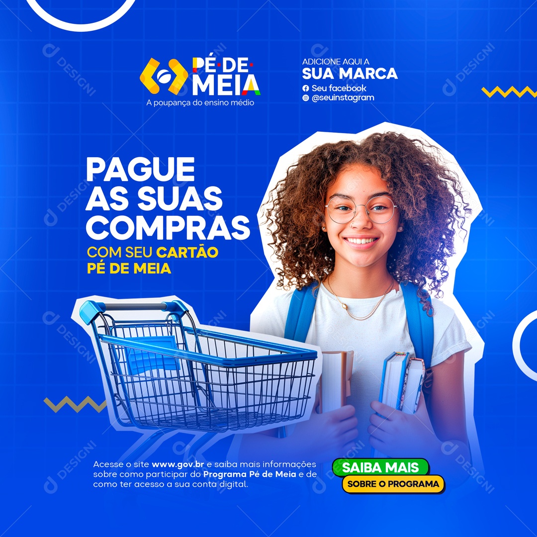 Pé de Meia Pague as suas Compras comm seu Cartão Social Media PSD Editável