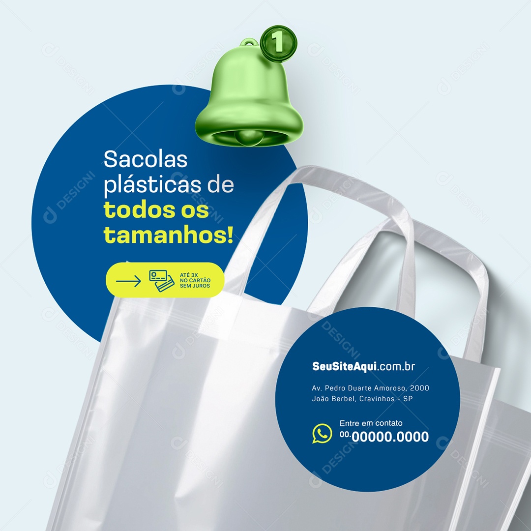 Embalagens Sacolas Plásticas de Todos os Tamanhos Social Media PSD Editável