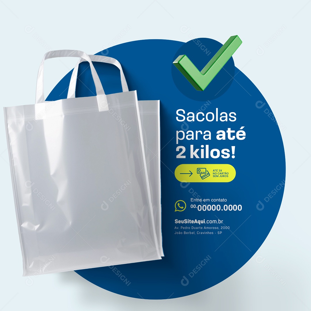Embalagens Sacolas para Até 2 Kilos Social Media PSD Editável