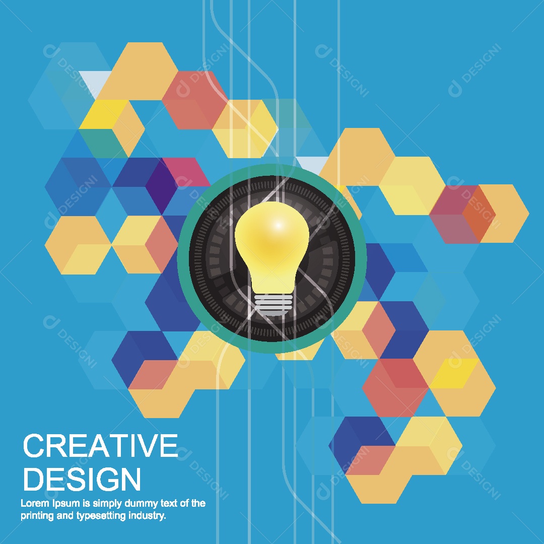 Lâmpada e Formas Geométrica Ilustração Vetor EPS