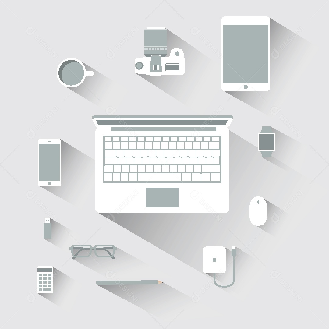 Conjunto de Aparelhos Tech Ilustração Vetor EPS