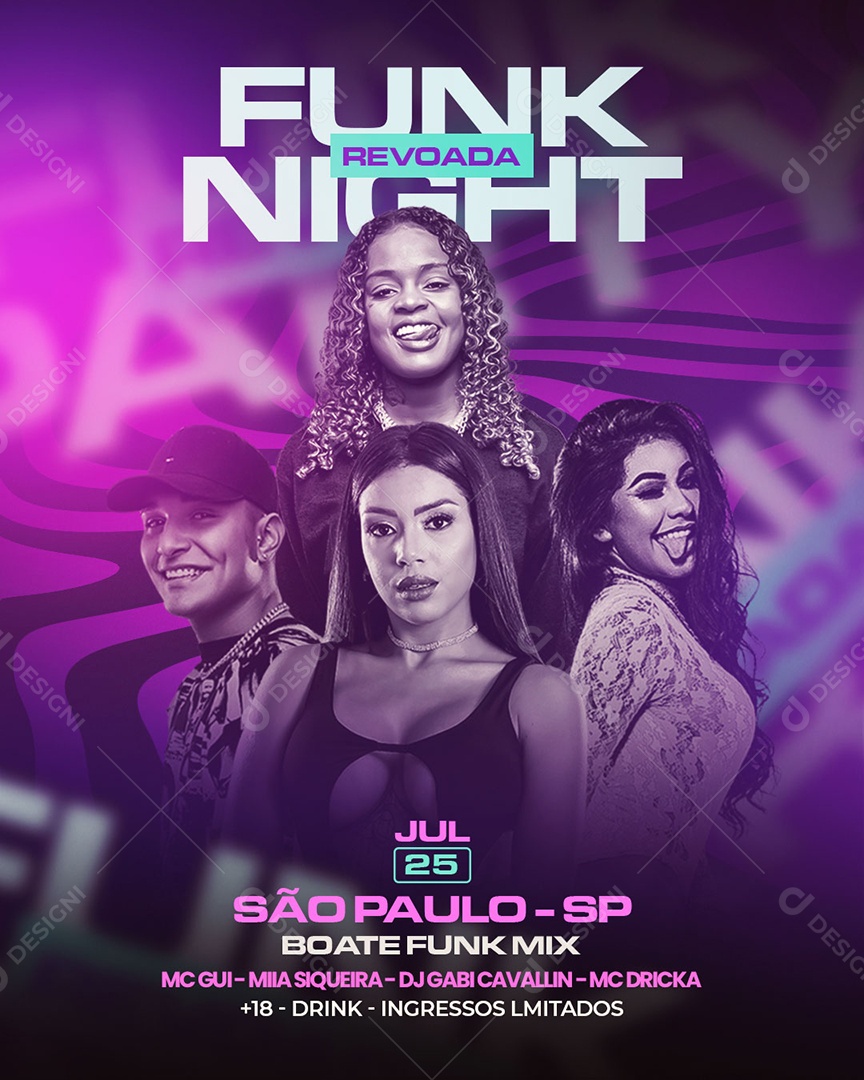 Flyer Para Revoada e Funk com Cores Vibrantes Social Media PSD Editável