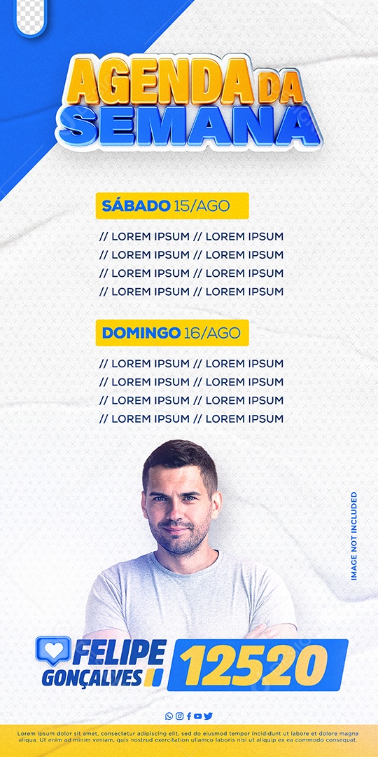 Story Agenda da Semana de Felipe Gonçalves Social Media PSD Editável