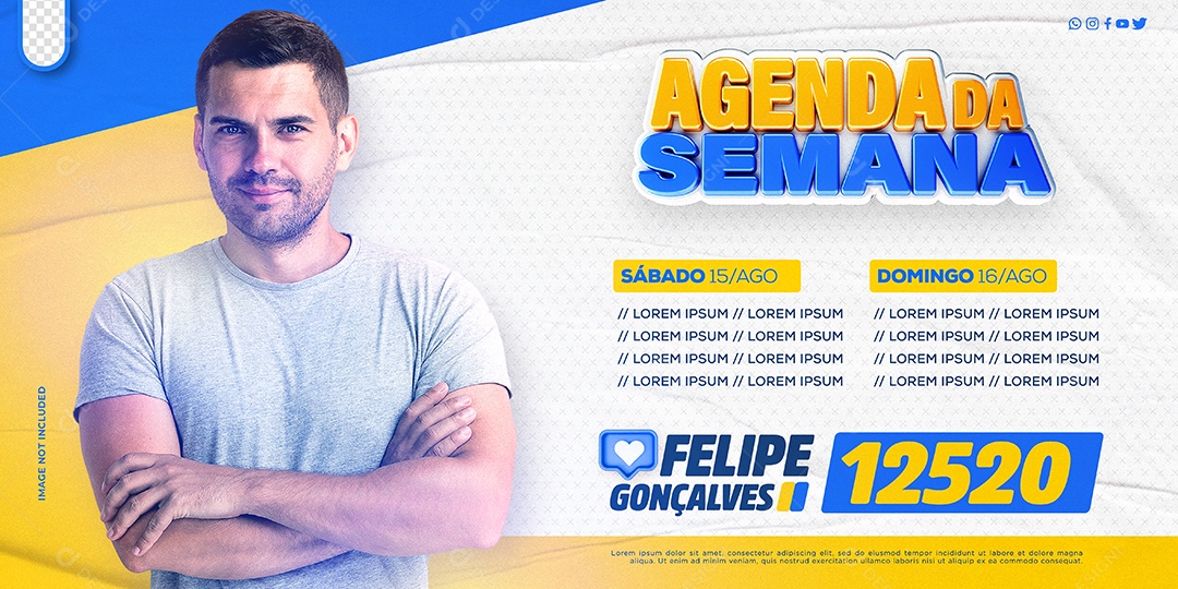 Banner Agenda da Semana de Felipe Gonçalves Social Media PSD Editável
