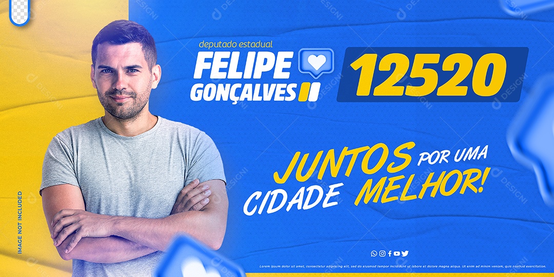 Banner Felipe Gonçalves Juntos por uma Cidade Melhor Social Media PSD Editável