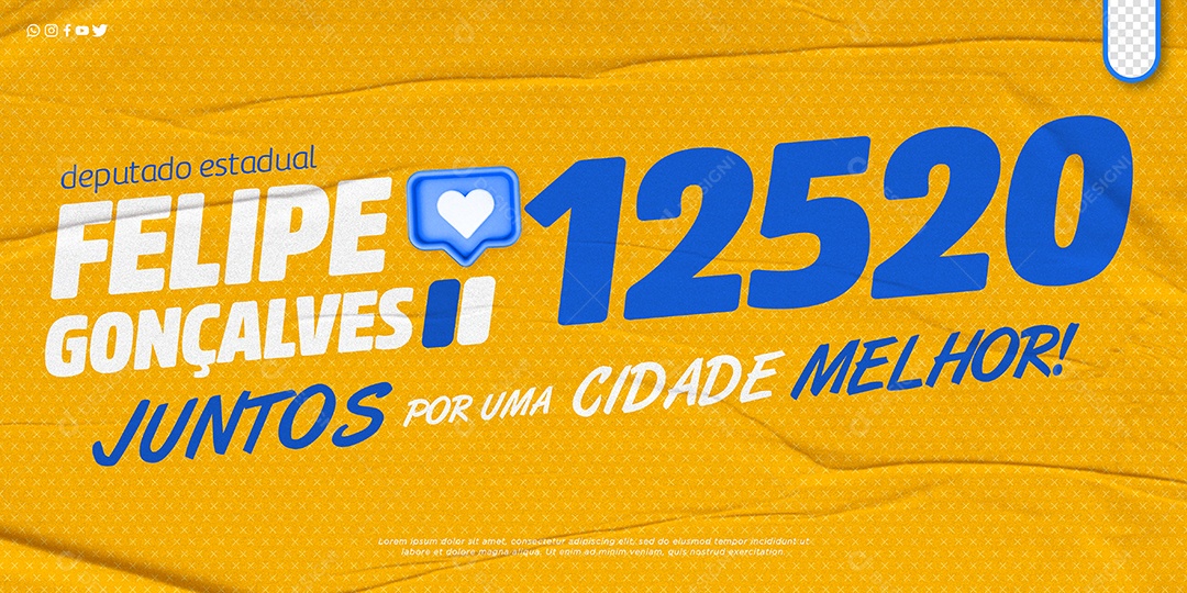 Banner Deputado Estadual Felipe Gonlçalves Juntos por uma Cidade Melhor Social Media PSD Editável