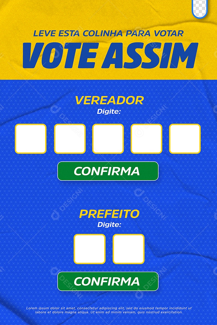Leve esta Colinha para Votar Vereador e Prefeito Social Media PSD Editável