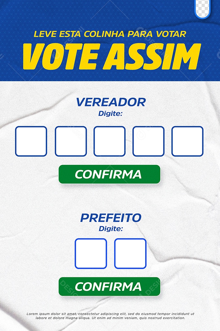 Leve esta Colinha para Votar Vote Assim Social Media PSD Editável