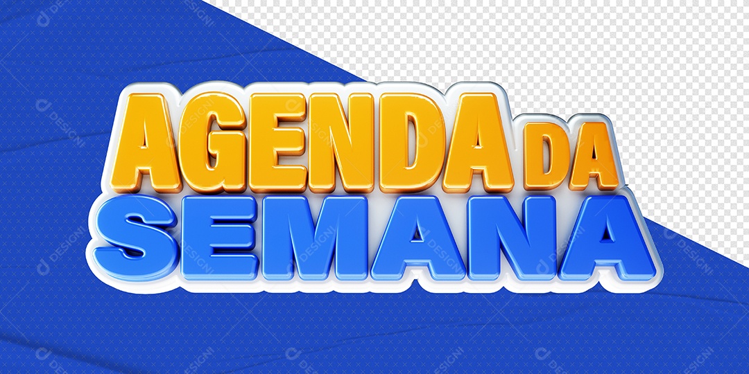 Agenda da Semana Selo 3D Laranja Azul para Composição PSD