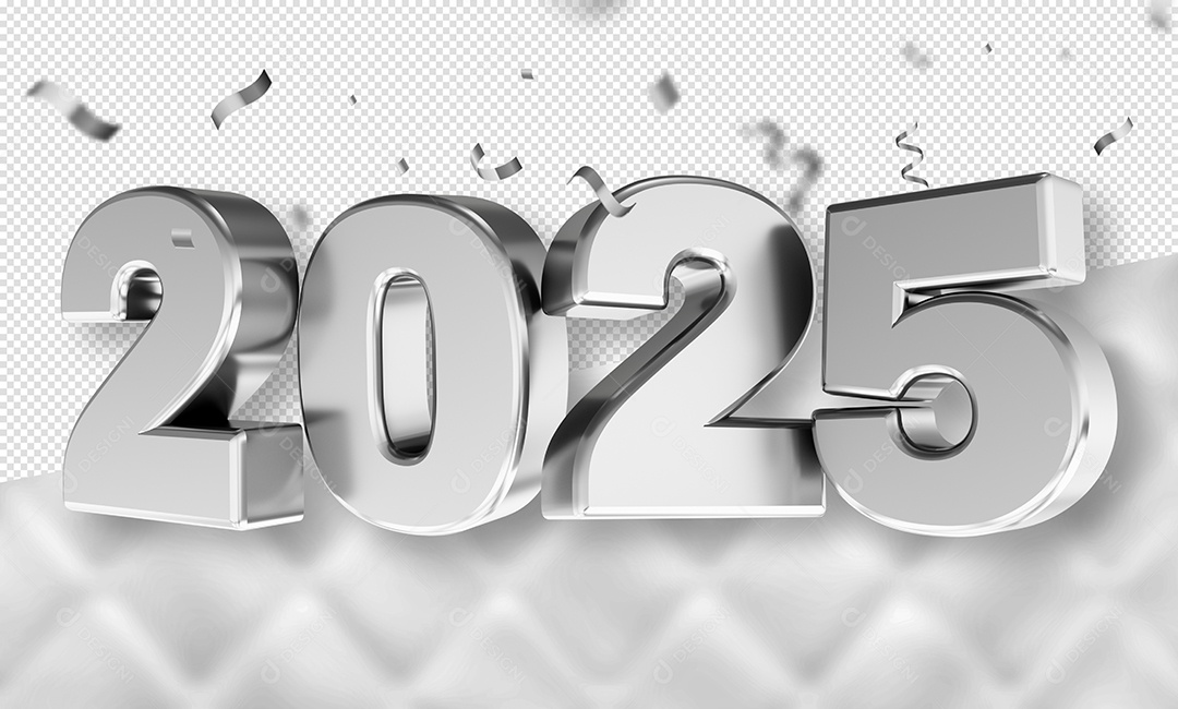Ano Novo 2024 Prata Número 3D para Composição PSD