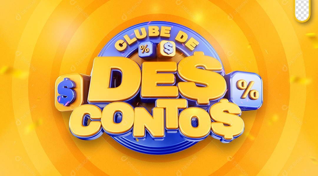 Clube de Desconto Selo 3D para Composição PSD