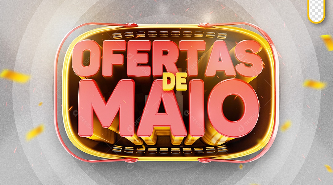 Ofertas de Maio Selo 3D Vermelho para Composição PSD
