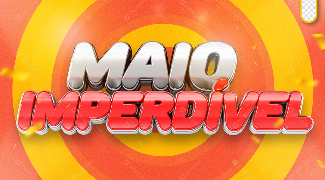 Maio Imperdível Selo 3D Prata Vermelho para Composição PSD