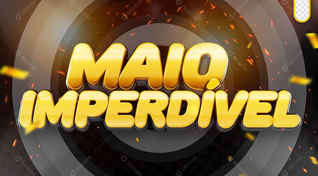 Maio Imperdível Selo 3D Dourado para Composição PSD