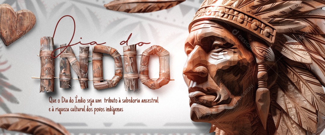 Banner Dia do Índio 19 de Abril Riqueza Cultural Social Media PSD Editável