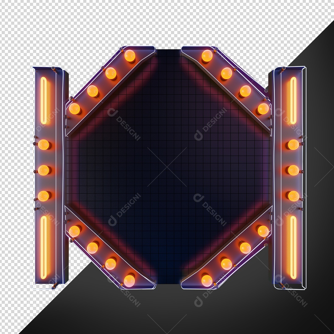 Base de Metal para Shows com Lâmpadas de Luz para Elemento 3D para Composição PSD