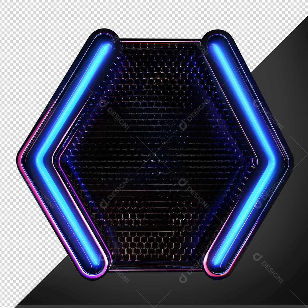 Base de Metal com Luz Neon Elemento 3D para Composição PSD