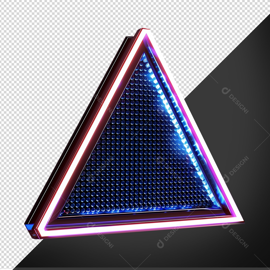 Base de Metal com Forma de Triângulo com Luz Neon Elemento 3D para Composição PSD