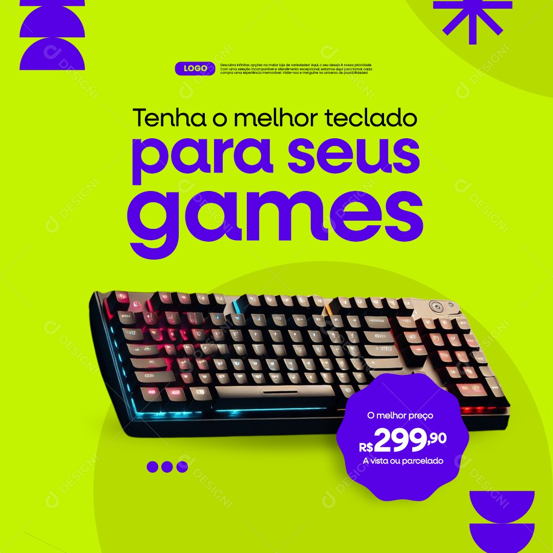 Loja de Eletrônicos Tenha o Melhor Teclado para seus Games Social Media PSD Editável
