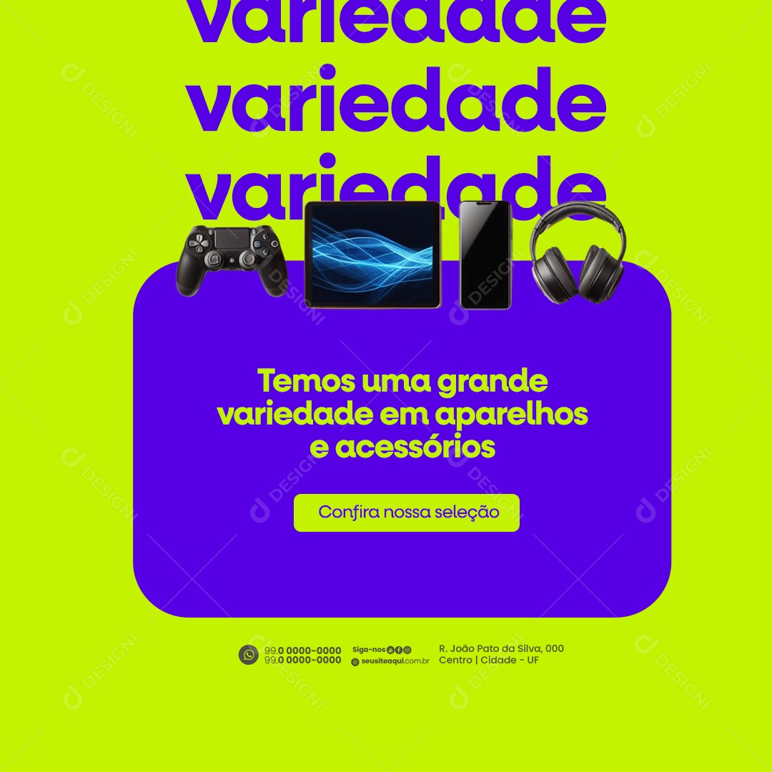 Loja de Eletrônicos Controle Tablete Celular e Fone Variedade Social Media PSD Editável