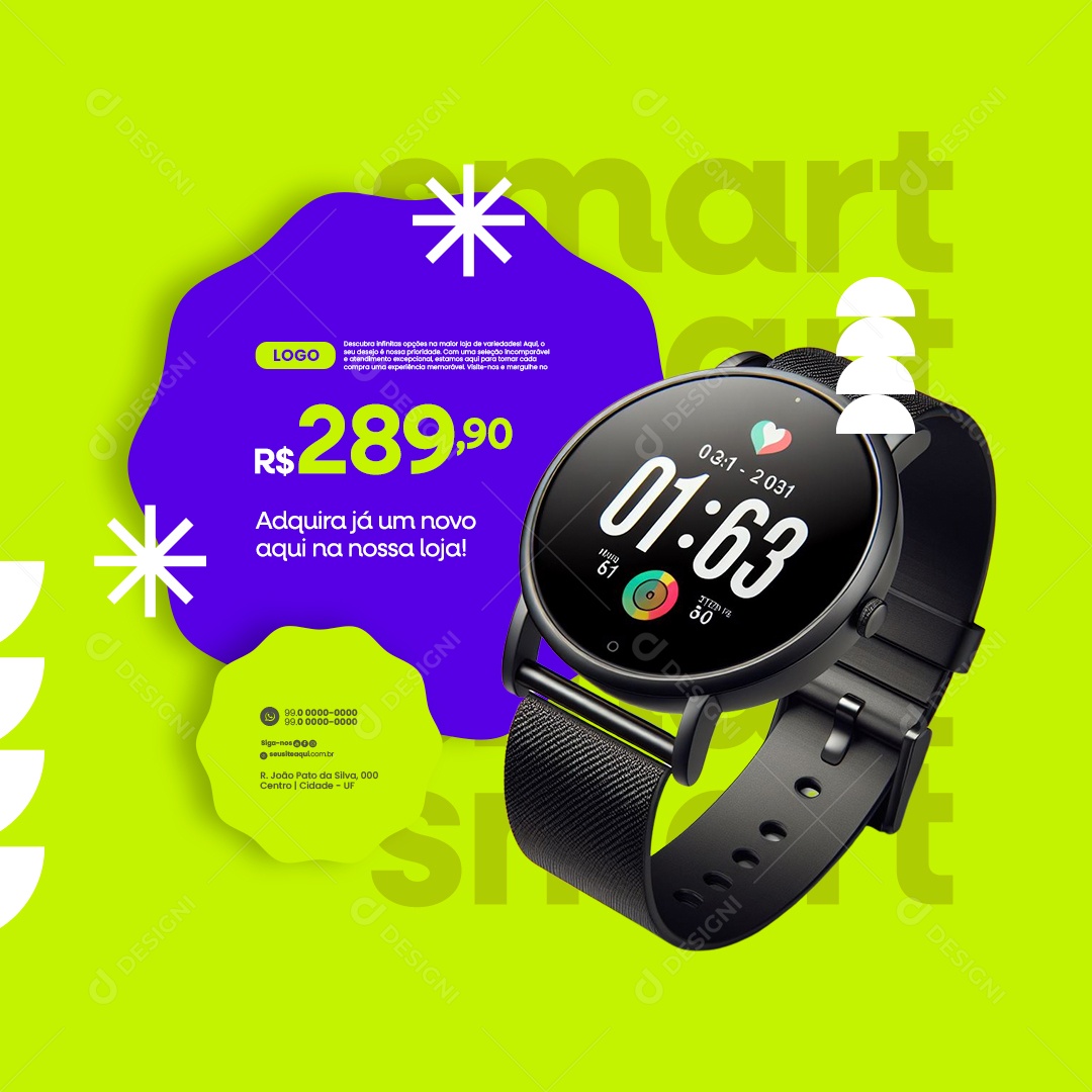 Loja de Eletrônicos Relógio Smart Adquira Já um Novo Social Media PSD Editável