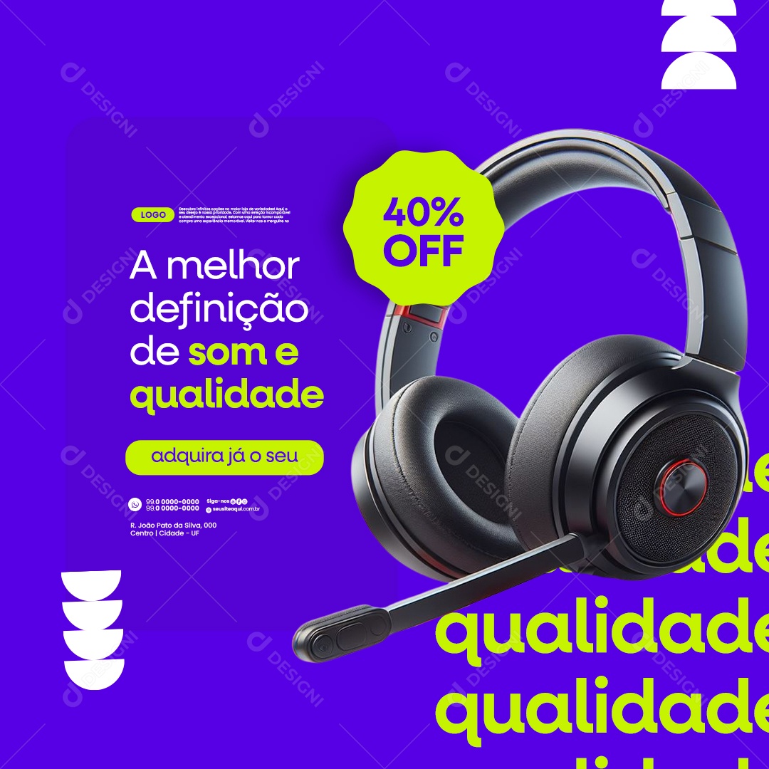 Loja de Eletrônicos Fone A Melhor Definição de Som e Qualidade Social Media PSD Editável