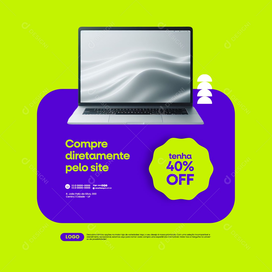 Loja de Eletrônicos Notebook Compre Diretamente pelo Site Social Media PSD Editável