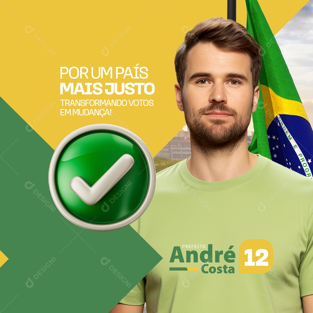 Politica Por um País Mais Justo Prefeito André Social Media PSD Editável