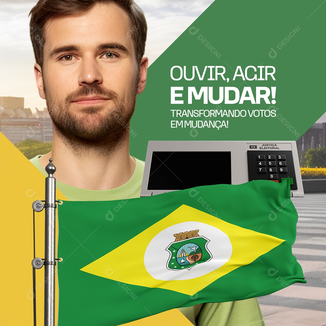 Social Media Politica Ouvir Agir e Mudar PSD Editável