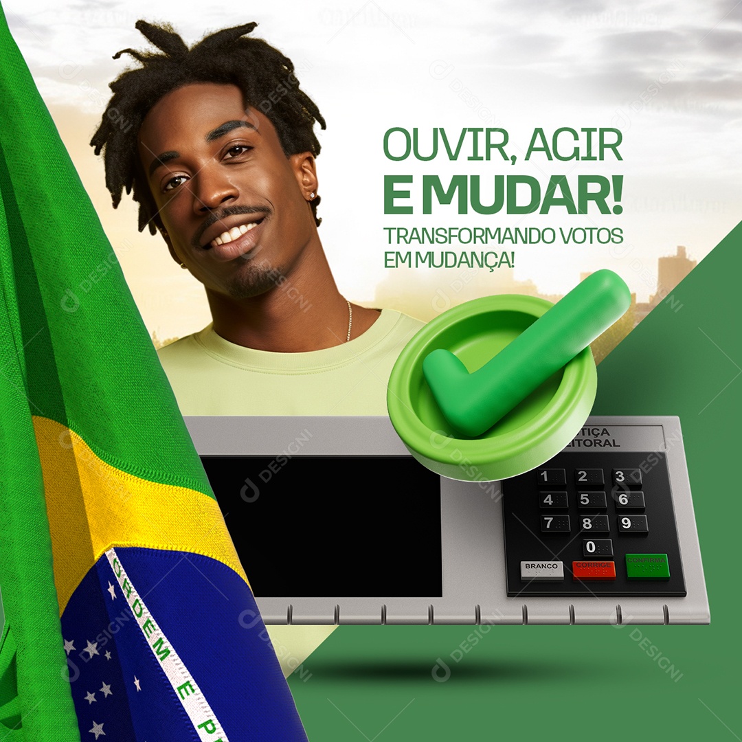 Politica Ouvir Agir e Mudar Social Media PSD Editável