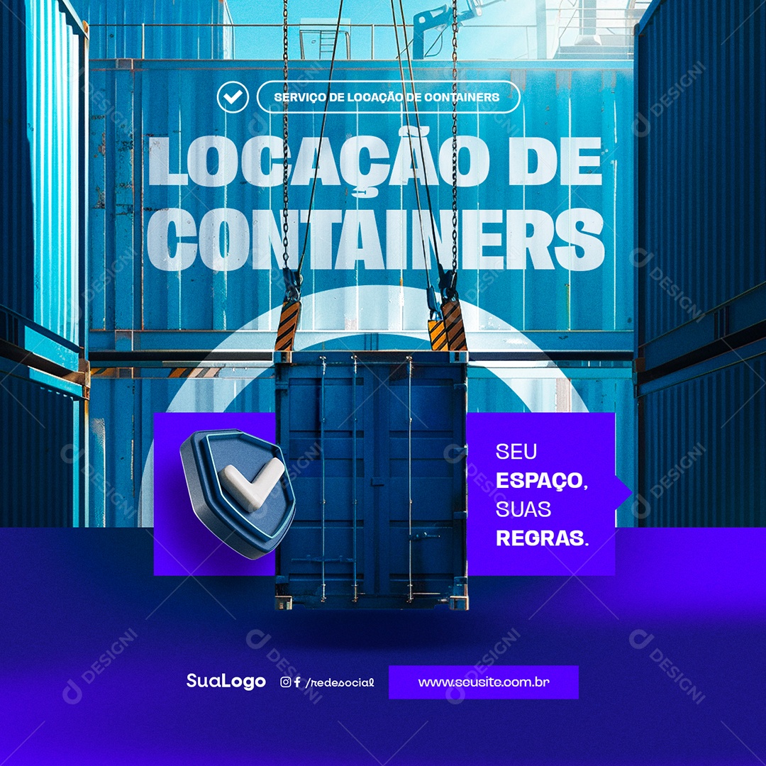 Locação e Vendas de Containers Seu Espaço suas Regras Social Media PSD Editável