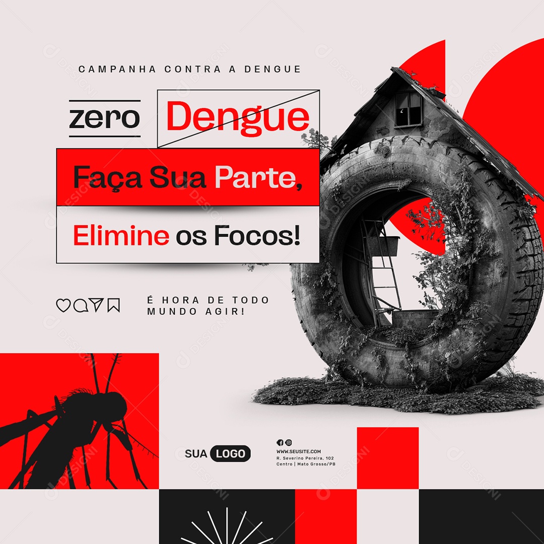 Social Media Campanha Contra a Dengue É Hora de Todo Mundo Agir PSD Editável