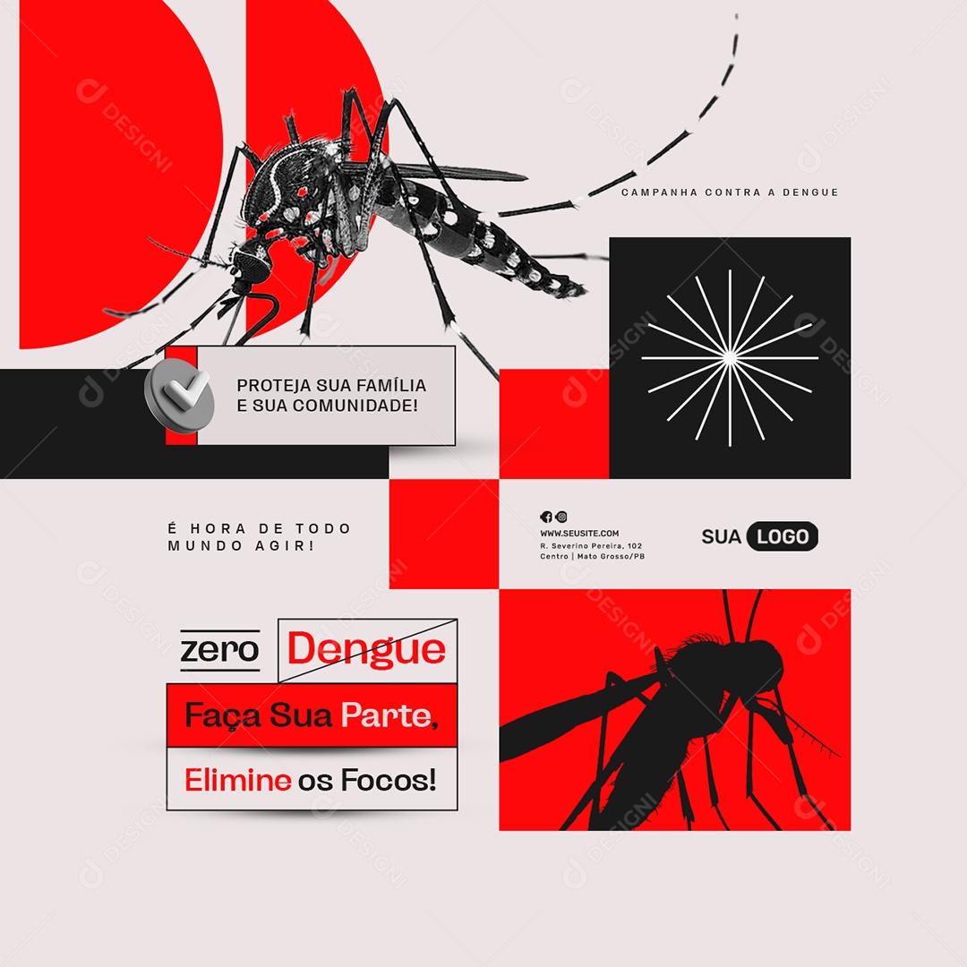 Campanha Contra a Dengue É Hora de Todo Mundo Agir Social Media PSD Editável