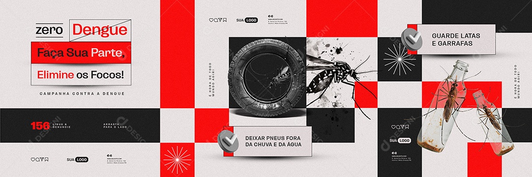 Campanha Contra a Dengue Carrossel Faça sua Parte Social Media PSD Editável