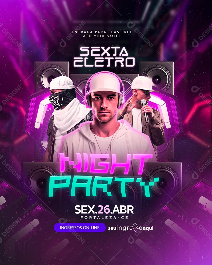 Flyer Sexta Eletro Night Party Social Media PSD Editável